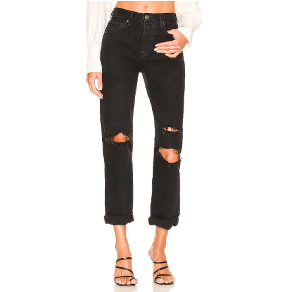 Free People We The Free Bren Boyfriend Jean Black 25 - Picture 5 of 6